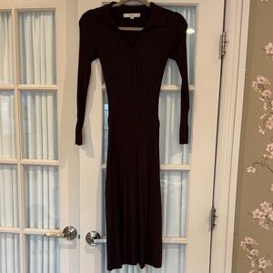 LOFT Dark Brown Long Sleeve Knit Dress